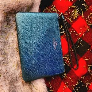 Beautiful coach metallic blue wristlet